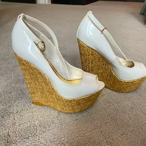Bebe white wedge shoes